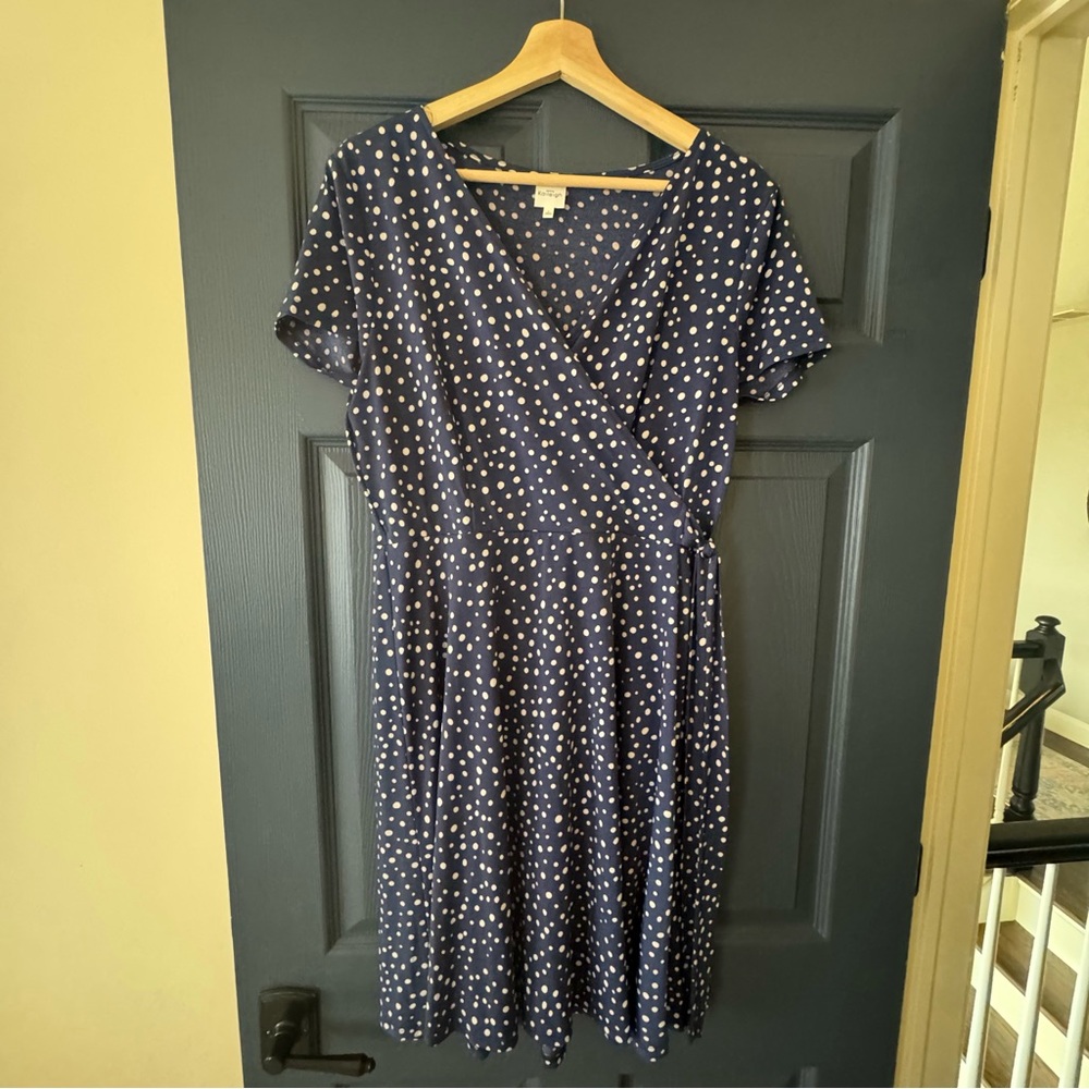 Navy Polka Dot Wrap Dress